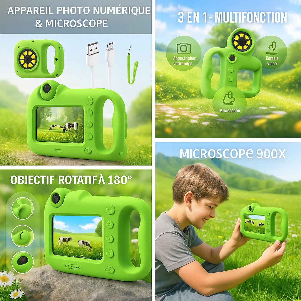Appareil Photo & Microscope 2-en-1 pour Enfants – Explorateur Junior