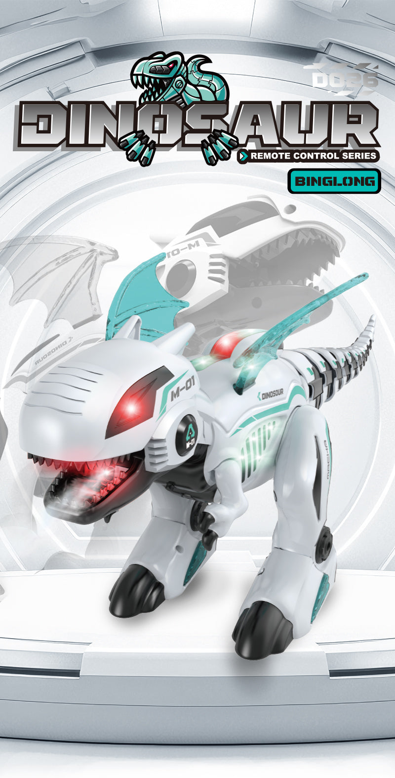 Dinosaure Télécommandé avec Effet Fumée & Lumières LED