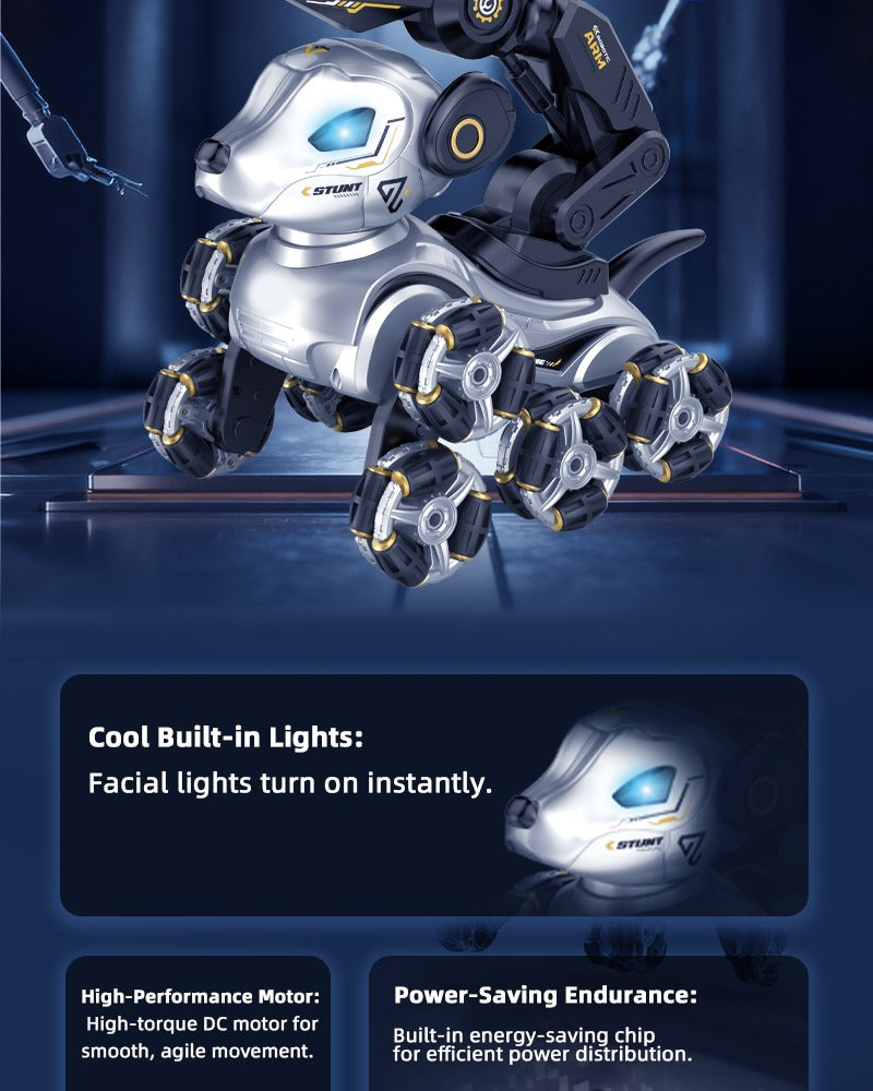 Robot Chien Cascadeur 8 Roues – Télécommande + Montre Gestuelle